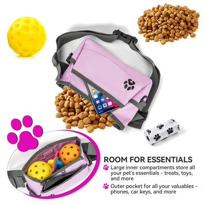 Custom Designed Dog Treat Pouch - Features Magnetic Closure, Adjustable Belt, Large Capacity with Multiple Ways to Wear