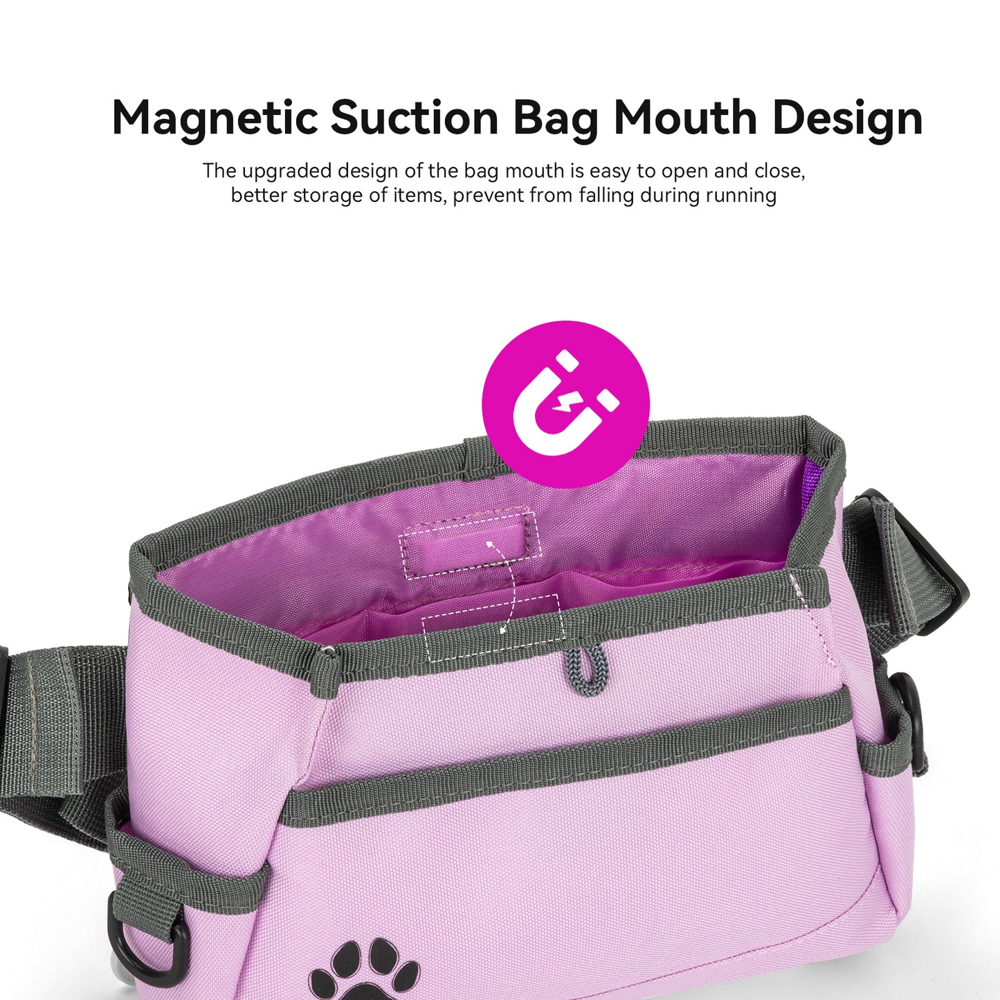 Custom Designed Dog Treat Pouch - Features Magnetic Closure, Adjustable Belt, Large Capacity with Multiple Ways to Wear