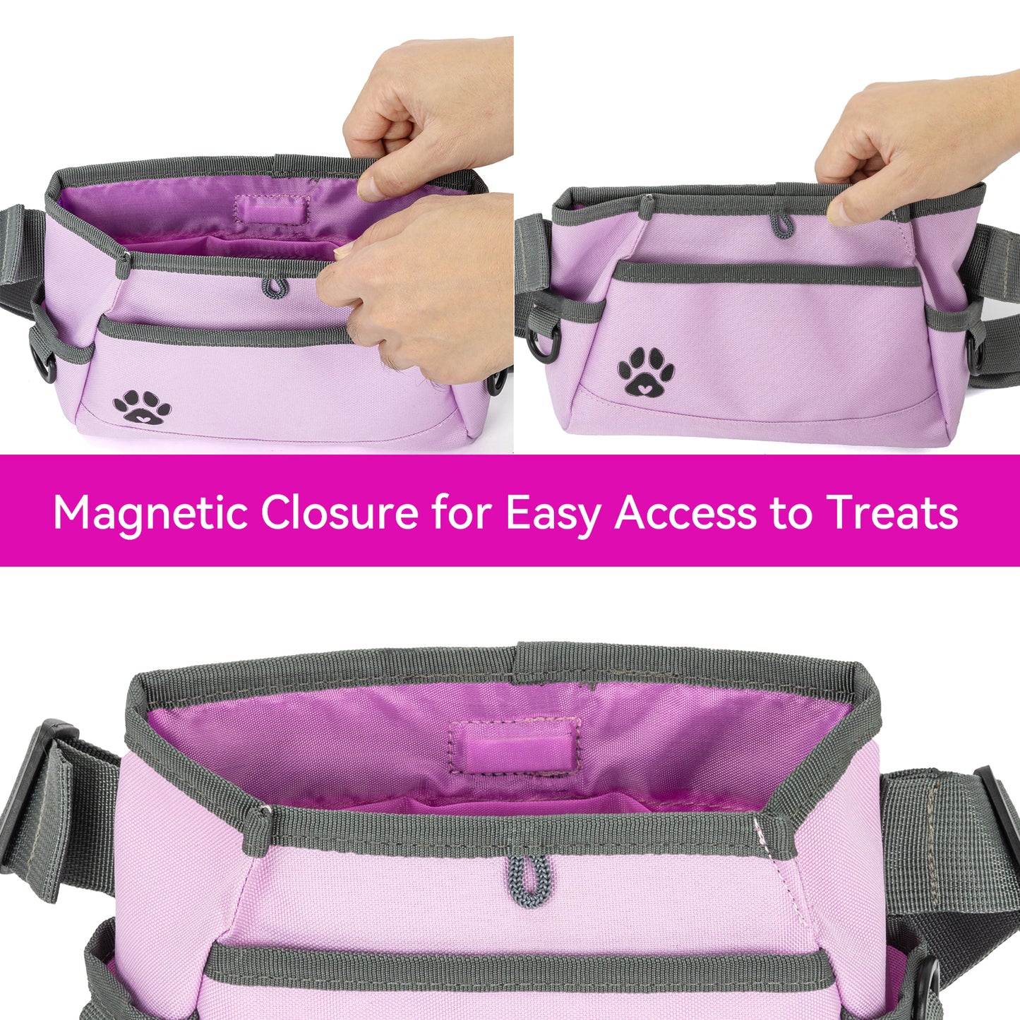 Dog Treat Pouch - Custom Designed Features Magnetic Closure, Adjustable Belt, Large Capacity with Multiple Ways to Wear