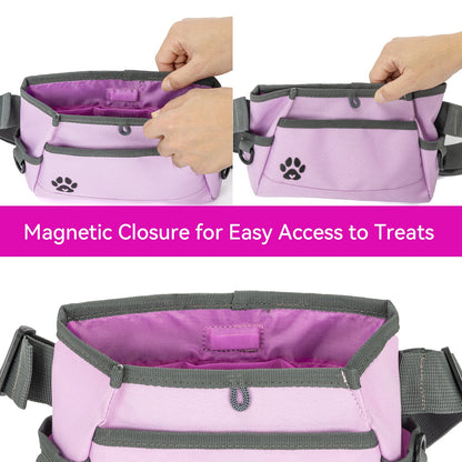 Custom Designed Dog Treat Pouch - Features Magnetic Closure, Large Capacity Fanny Pack Style for Hands-free Walking - Multiple Ways to Wear