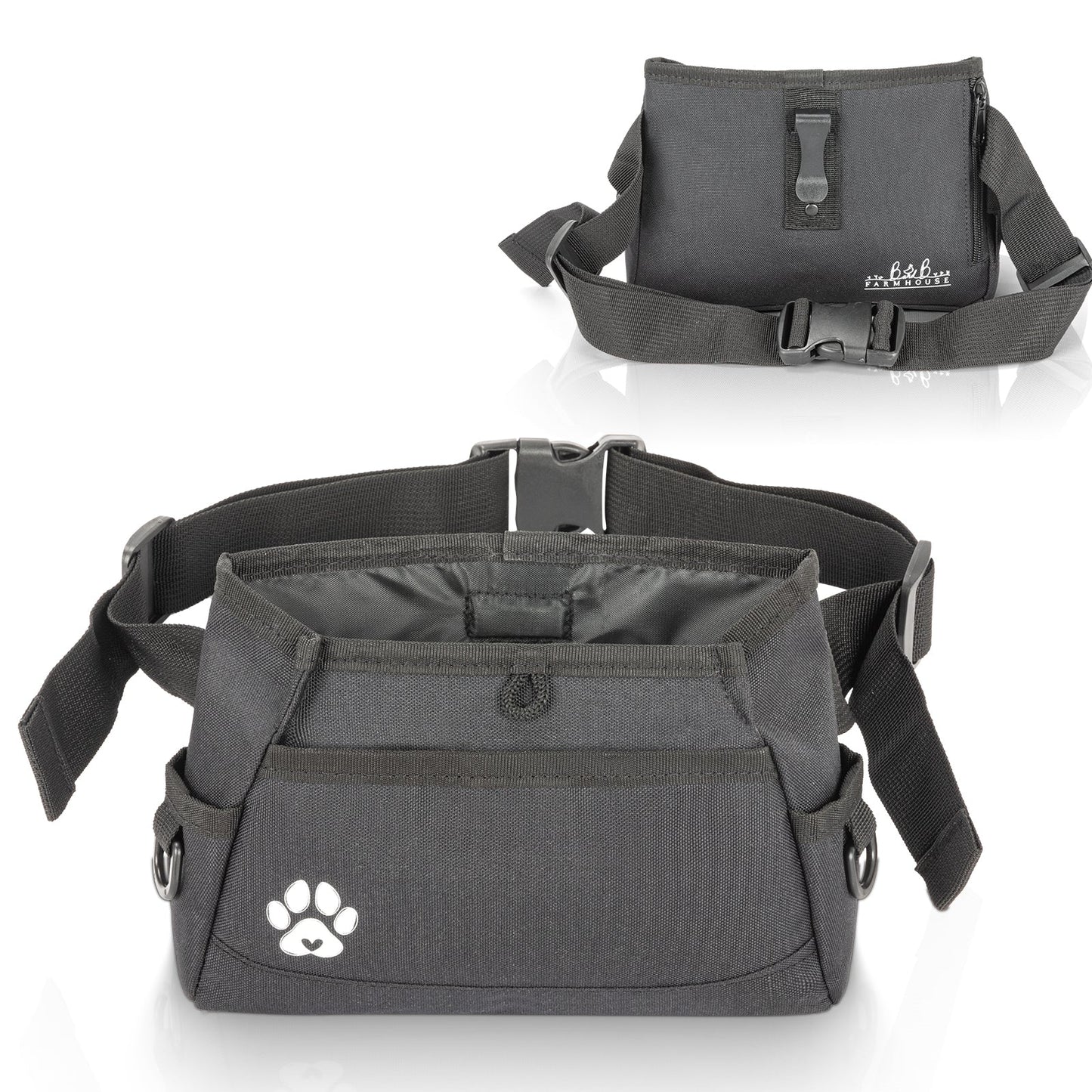 Custom Designed Dog Treat Pouch - Features Magnetic Closure, Large Capacity Fanny Pack Style for Hands-free Walking - Multiple Ways to Wear