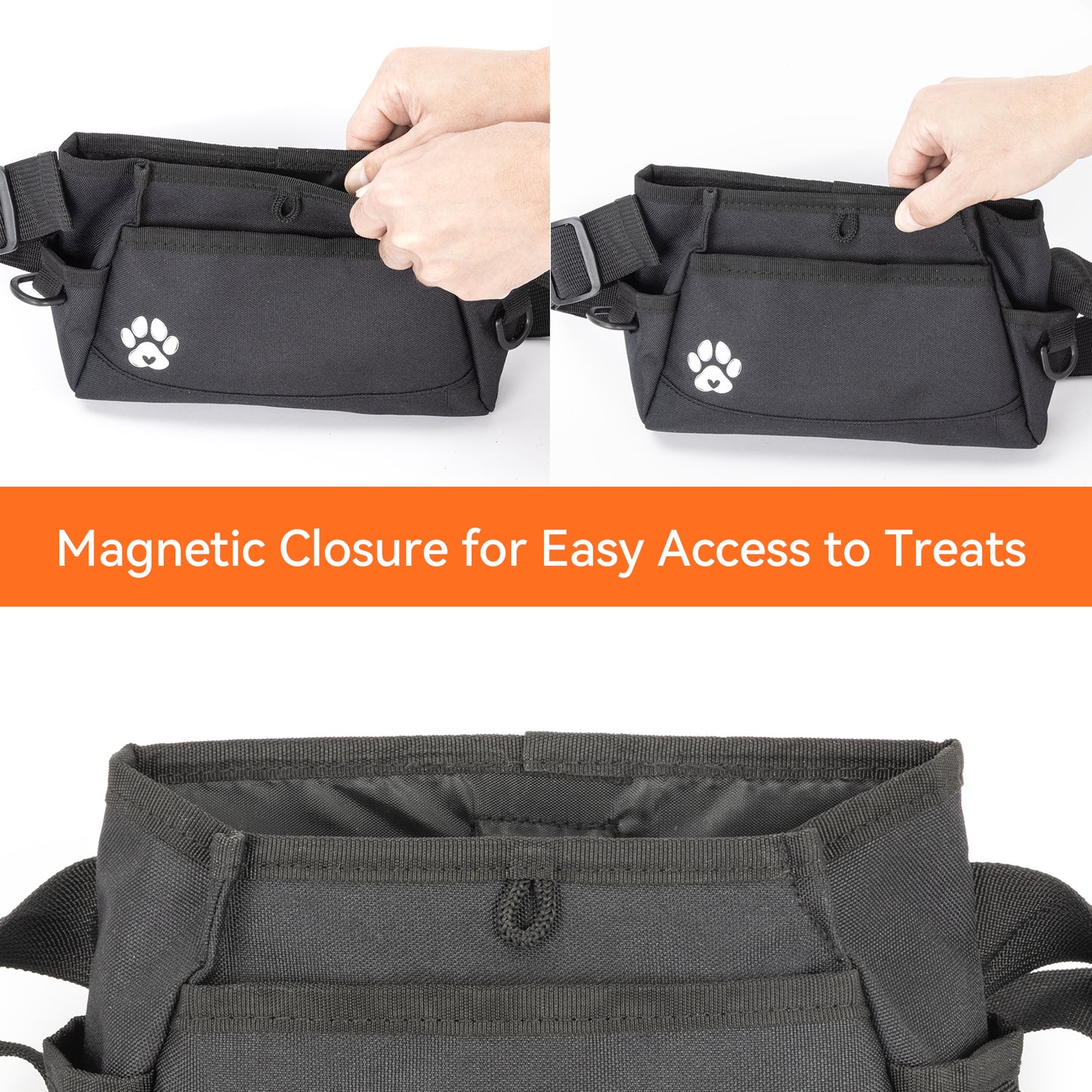 Custom Designed Dog Treat Pouch - Features Magnetic Closure, Adjustable Belt, Large Capacity with Multiple Ways to Wear