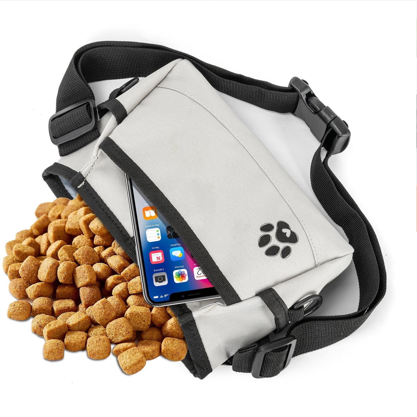 Custom Designed Dog Treat Pouch - Features Magnetic Closure, Adjustable Belt, Large Capacity with Multiple Ways to Wear