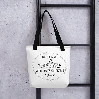 Just A Girl Who Loves Chickens Tote Bag by B&B Farmhouse