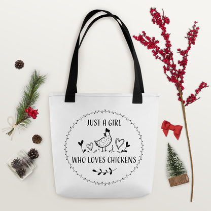 Just A Girl Who Loves Chickens Tote Bag by B&B Farmhouse