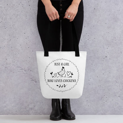 Just A Girl Who Loves Chickens Tote Bag by B&B Farmhouse