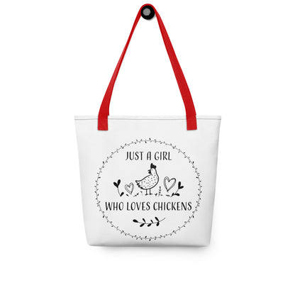 Just A Girl Who Loves Chickens Tote Bag by B&B Farmhouse