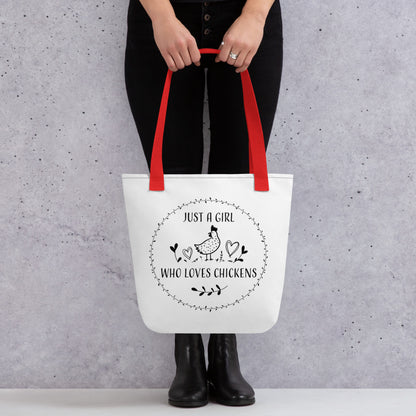 Just A Girl Who Loves Chickens Tote Bag by B&B Farmhouse