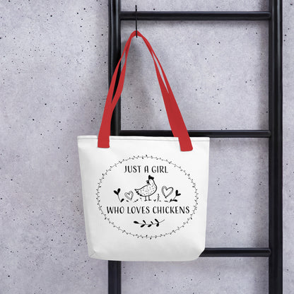 Just A Girl Who Loves Chickens Tote Bag by B&B Farmhouse