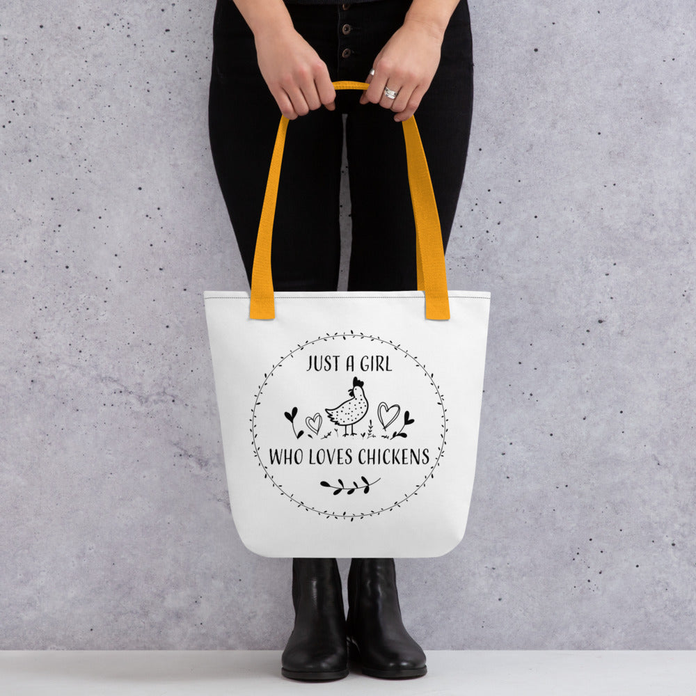 Just A Girl Who Loves Chickens Tote Bag by B&B Farmhouse