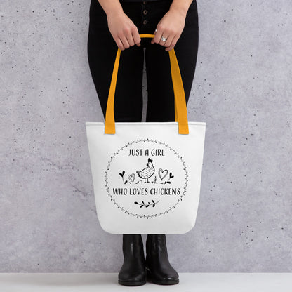 Just A Girl Who Loves Chickens Tote Bag by B&B Farmhouse