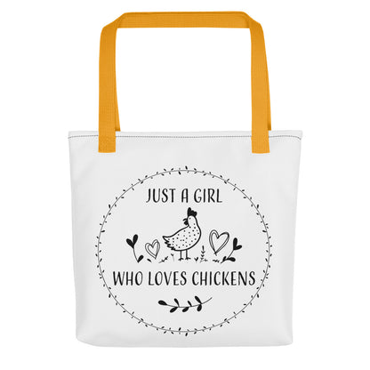 Just A Girl Who Loves Chickens Tote Bag by B&B Farmhouse