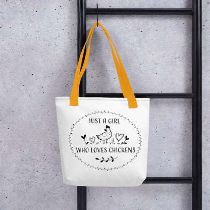 Just A Girl Who Loves Chickens Tote Bag by B&B Farmhouse