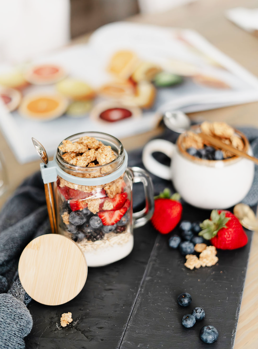 Mason Jar Bundle! Overnight Oats Containers w. Lids & Spoons PLUS Drinking Lids with Straw Holes & Straws