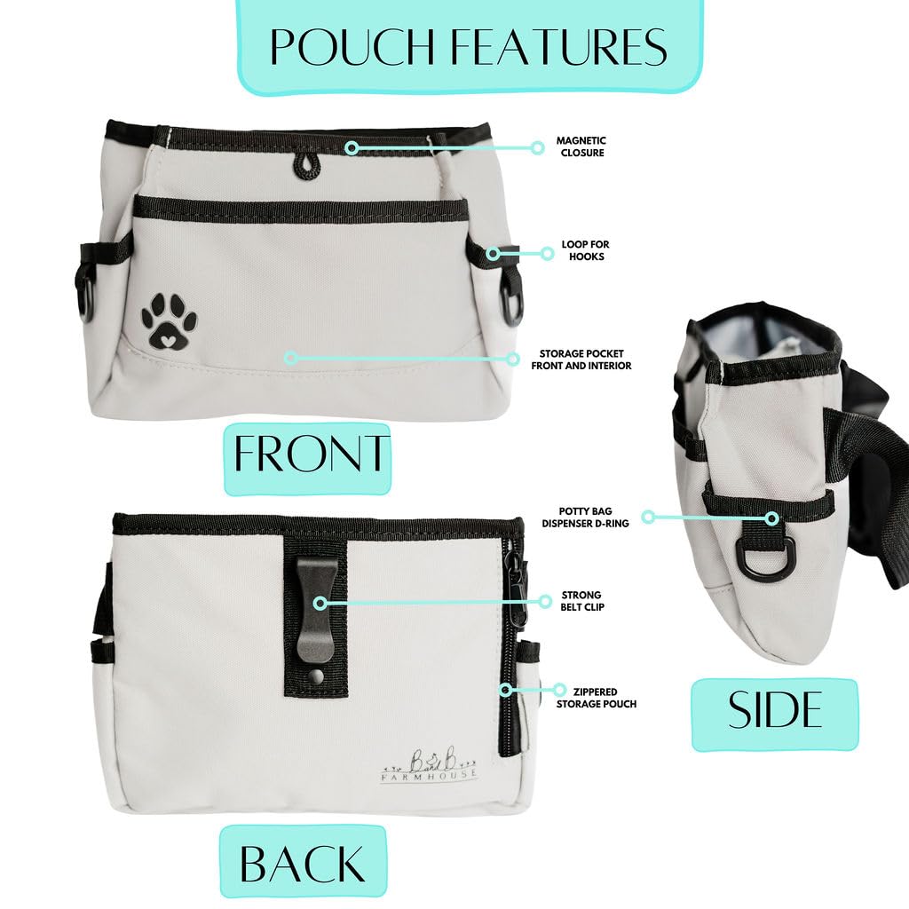 Custom Designed Dog Treat Pouch - Features Magnetic Closure, Adjustable Belt, Large Capacity with Multiple Ways to Wear