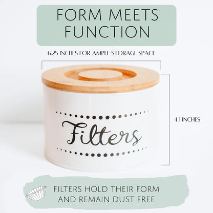 Coffee Filter Holder w. Bamboo Lid - Keep Your Coffee Station Organized