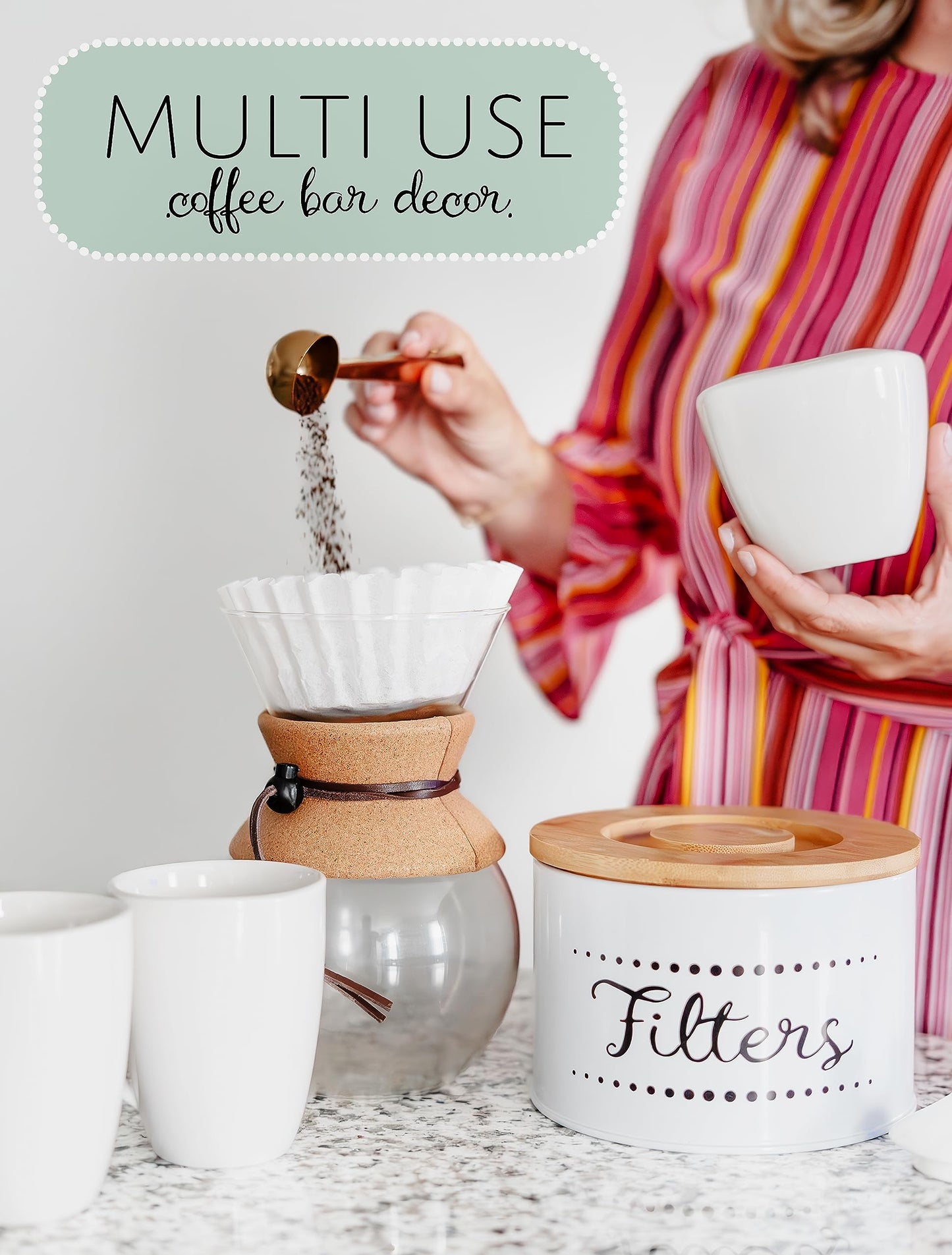 Coffee Filter Holder w. Bamboo Lid - Keep Your Coffee Station Organized