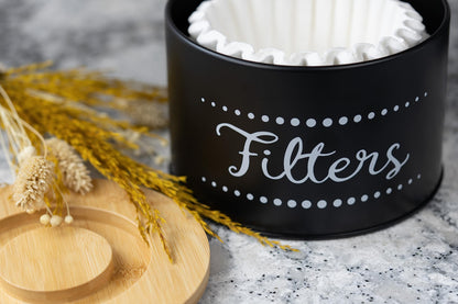Coffee Filter Holder w. Bamboo Lid - Keep Your Coffee Station Organized