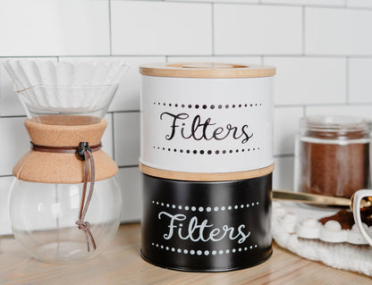 Coffee Filter Holder w. Bamboo Lid - Keep Your Coffee Station Organized